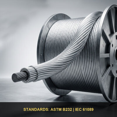 ASTM B232 & BS 215-2 Bare ACSR Conductor ­ Hawk, Drake, Raven & Dog Aluminiumkabel Stahl verstärkt für Übertragungsleitungen